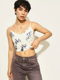 White Printed Co-Ord Set Crop Top