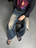 WASHED WIDE LEG BAGGY DENIM