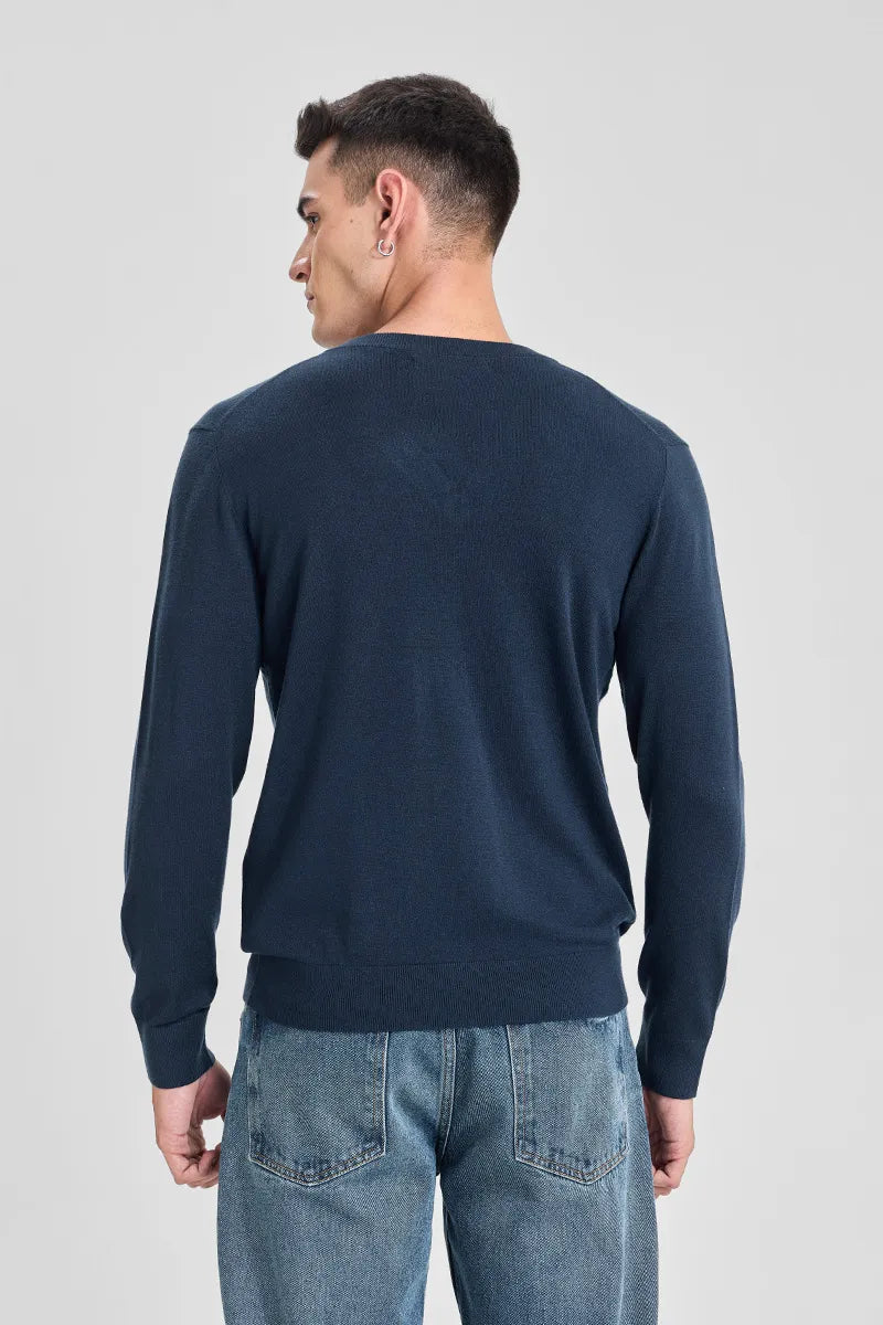 Navy Classic V Neck Pullover