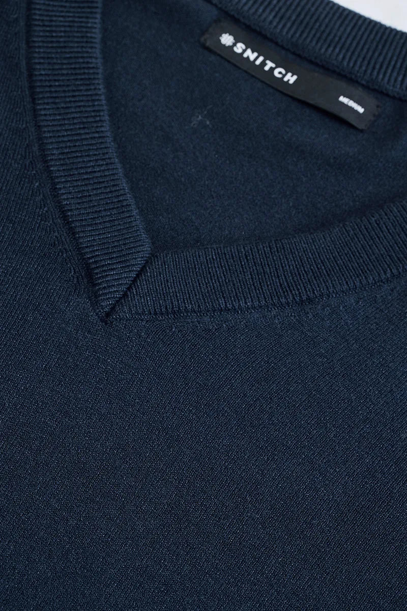 Navy Classic V Neck Pullover