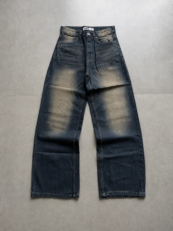 WASHED WIDE LEG BAGGY DENIM