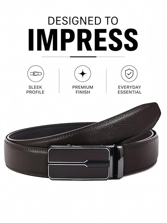 WildHorn Men's Genuine Leather Belt for Men| Premium Auto-Lock Buckle | Adjustable up to 48” | Formal & Casual Wear | Micro-Adjust Fit | Stylish Gift Box Included