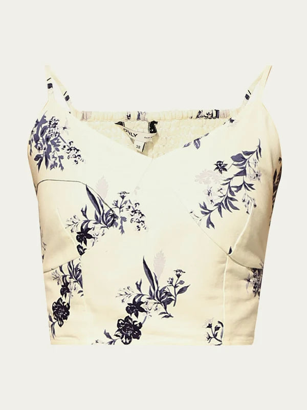 White Printed Co-Ord Set Crop Top