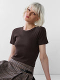 Dark Brown O-Neck Top