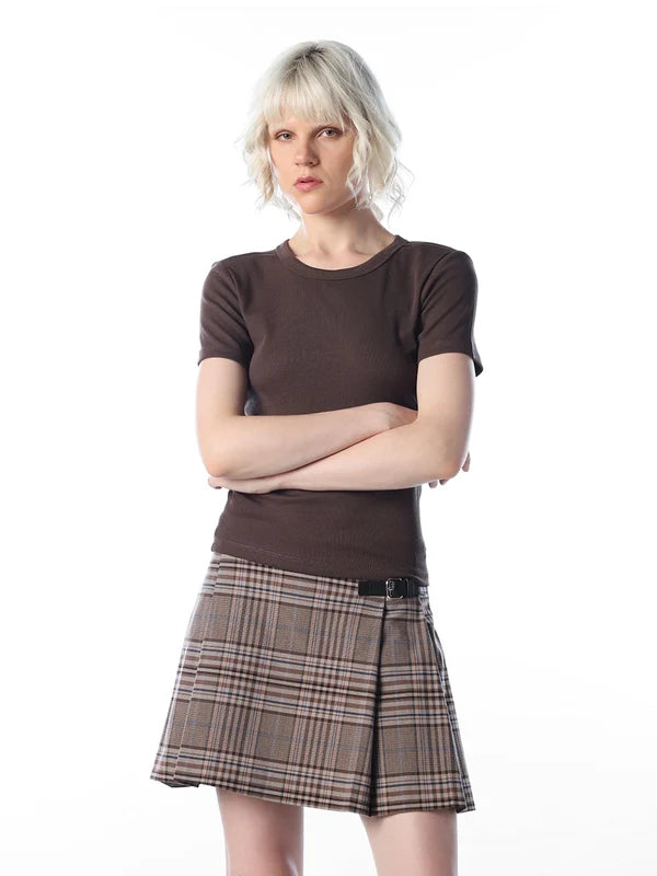 Dark Brown O-Neck Top