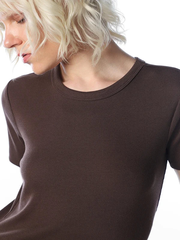 Dark Brown O-Neck Top