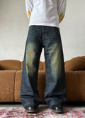 WASHED WIDE LEG BAGGY DENIM